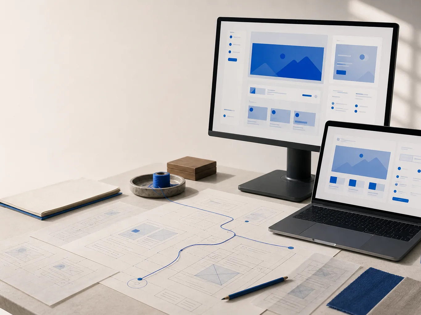 Een gelaagde websitestructuur met bouwstenen voor inhoud en navigatie